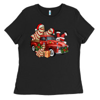 Black christmas tree cake with farm track and santa ado Ladies Tee - AdoDesignShop
