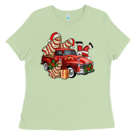 Christmas Tree Cake With Farm Track And Santa Ado Ladies Tee | Teevron