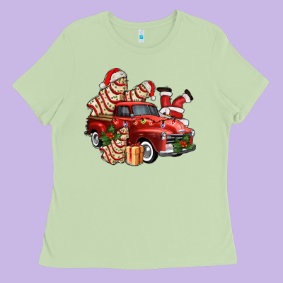 Christmas Tree Cake With Farm Track And Santa Ado Ladies Tee Designed By Adodesignshop