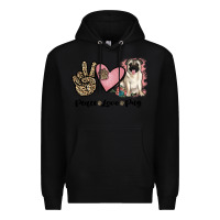 Black peace love pug Premium Hoodie - JahusDesignShop