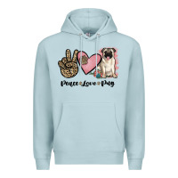 Blue Mist peace love pug Premium Hoodie - JahusDesignShop