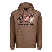 Chestnut peace love pug Premium Hoodie - JahusDesignShop