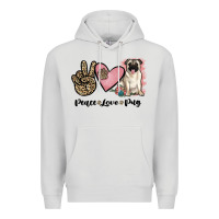 Dove Grey peace love pug Premium Hoodie - JahusDesignShop