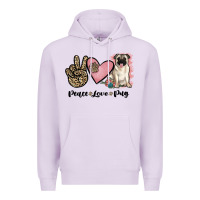 Lilac peace love pug Premium Hoodie - JahusDesignShop