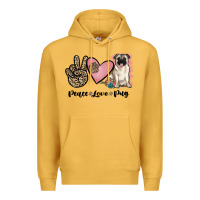 Mustard peace love pug Premium Hoodie - JahusDesignShop