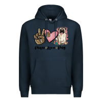 Navy peace love pug Premium Hoodie - JahusDesignShop