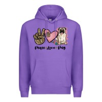 Purple peace love pug Premium Hoodie - JahusDesignShop