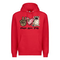 Red peace love pug Premium Hoodie - JahusDesignShop