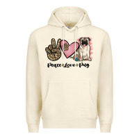 Sandshell peace love pug Premium Hoodie - JahusDesignShop