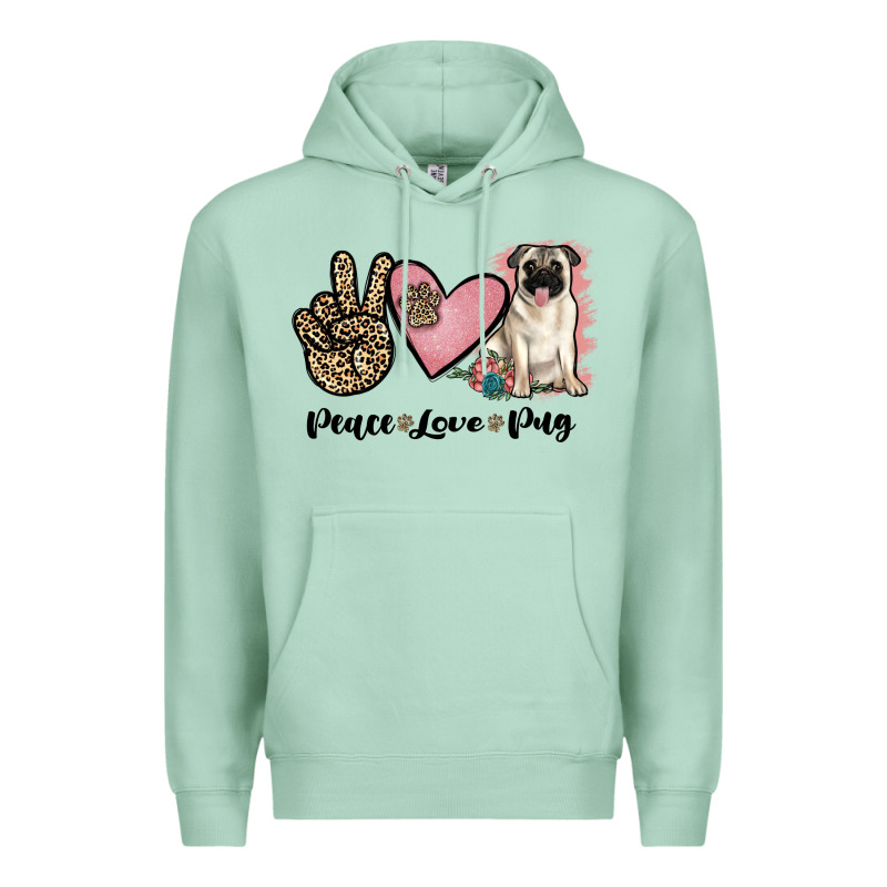 Peace Love Pug Premium Hoodie by JahusDesignShop | Teevron