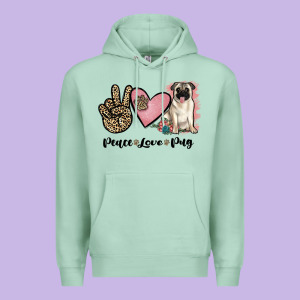 Peace Love Pug Premium Hoodie Designed By Jahusdesignshop