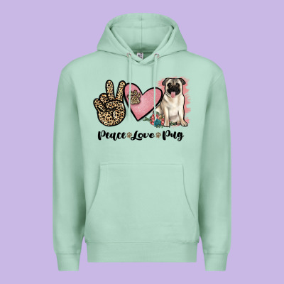 Peace Love Pug Premium Hoodie Designed By Jahusdesignshop