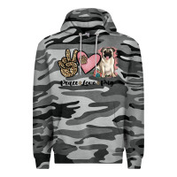 Slate Camo peace love pug Premium Hoodie - JahusDesignShop