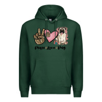 Sports Green peace love pug Premium Hoodie - JahusDesignShop