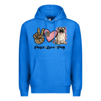 True Royal peace love pug Premium Hoodie - JahusDesignShop
