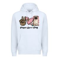 White peace love pug Premium Hoodie - JahusDesignShop