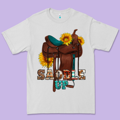 Saddle Up Cowboy Western Sunflowers Premium Tee Designed By Artiststas