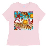 Bubblegum Pink beach seamless pattern Ladies Tee - BundleAndBundleShop