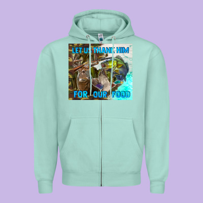 Let Us Thank Hım For Our Food Zipper Hoodie Designed By Tumblerdesignbyshophia
