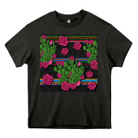 Asphalt mexican rose and cactus seamless pattern Heavy Core Tee - BundleAndBundleShop