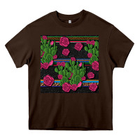 Chocolate Brown mexican rose and cactus seamless pattern Heavy Core Tee - BundleAndBundleShop