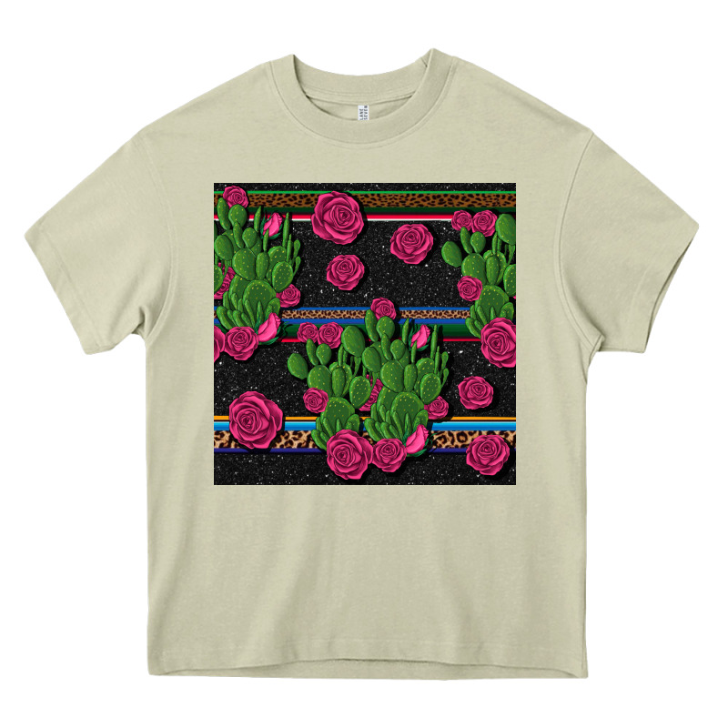 Mexican Rose And Cactus Seamless Pattern Heavy Core Tee by BundleAndBundleShop | Teevron