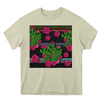 Mossy mexican rose and cactus seamless pattern Heavy Core Tee - BundleAndBundleShop