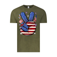 Vintage Olive peace 4th july Vintage Tee - NancyCooperArtShop