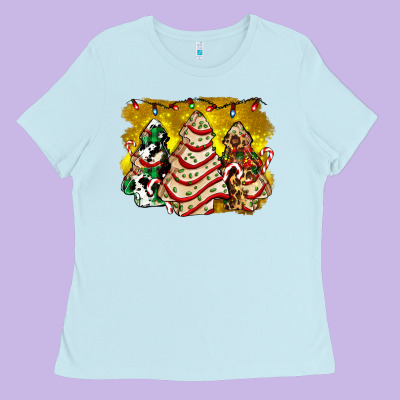 Christmas Tree Cake And Christmas Pattern Ado Ladies Tee Designed By Adodesignshop