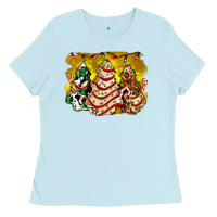 Baby Blue christmas tree cake and christmas pattern ado Ladies Tee - AdoDesignShop