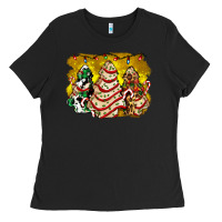Black christmas tree cake and christmas pattern ado Ladies Tee - AdoDesignShop