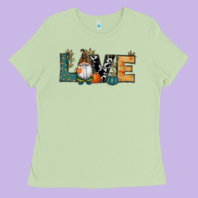 Fall Love Gnome Ladies Tee Designed By Ranaportraitstore
