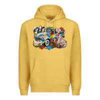Antique Gold Autism truck with farm animals Premium Hoodie - CowGirlArtShop