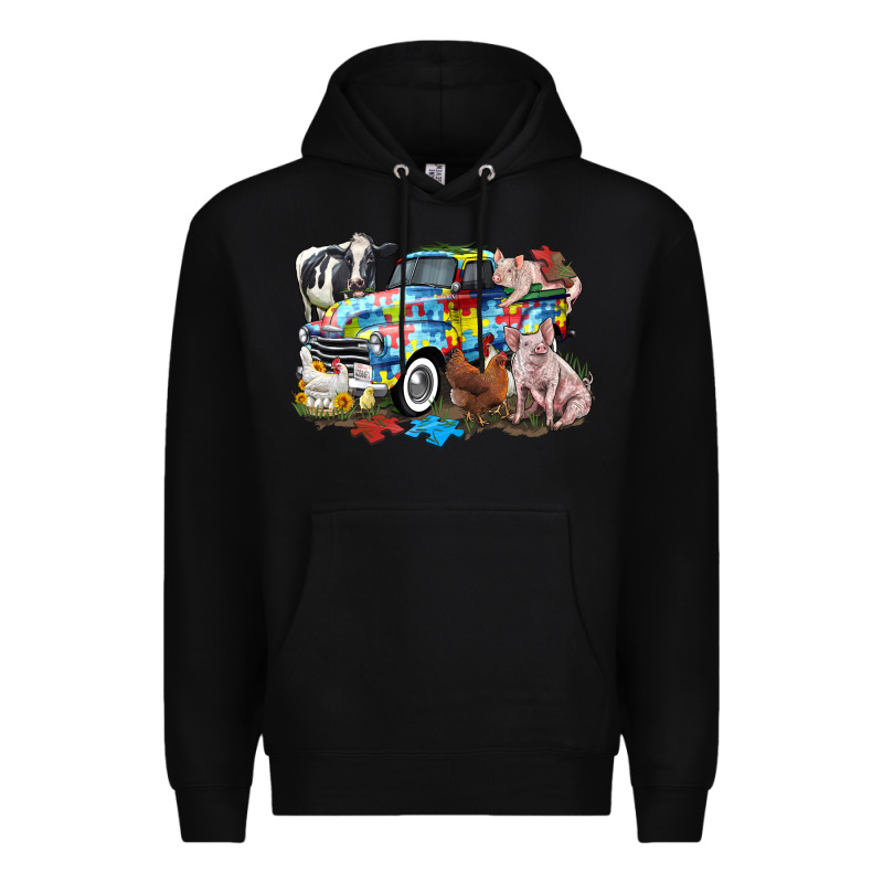 Autism Truck With Farm Animals Premium Hoodie by CowGirlArtShop | Teevron