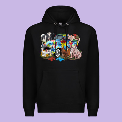 Autism Truck With Farm Animals Premium Hoodie Designed By Cowgirlartshop