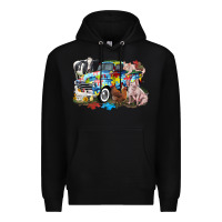 Black Autism truck with farm animals Premium Hoodie - CowGirlArtShop