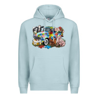 Blue Mist Autism truck with farm animals Premium Hoodie - CowGirlArtShop