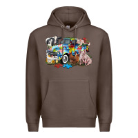 Coffee Autism truck with farm animals Premium Hoodie - CowGirlArtShop