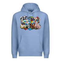 Colony Blue Autism truck with farm animals Premium Hoodie - CowGirlArtShop