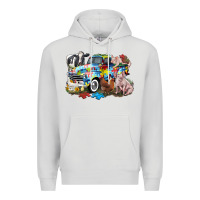 Dove Grey Autism truck with farm animals Premium Hoodie - CowGirlArtShop