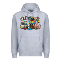 Heather Grey Autism truck with farm animals Premium Hoodie - CowGirlArtShop