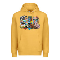 Mustard Autism truck with farm animals Premium Hoodie - CowGirlArtShop