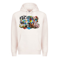 Pale Pink Autism truck with farm animals Premium Hoodie - CowGirlArtShop