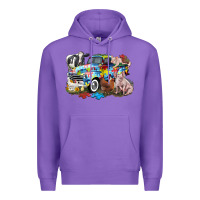Purple Autism truck with farm animals Premium Hoodie - CowGirlArtShop