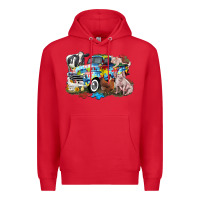 Red Autism truck with farm animals Premium Hoodie - CowGirlArtShop