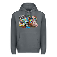 Rock Autism truck with farm animals Premium Hoodie - CowGirlArtShop