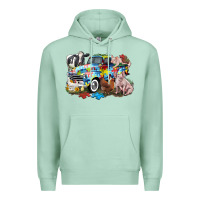 Seafoam Autism truck with farm animals Premium Hoodie - CowGirlArtShop