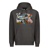 Smoke Autism truck with farm animals Premium Hoodie - CowGirlArtShop