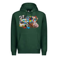 Sports Green Autism truck with farm animals Premium Hoodie - CowGirlArtShop
