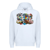 White Autism truck with farm animals Premium Hoodie - CowGirlArtShop